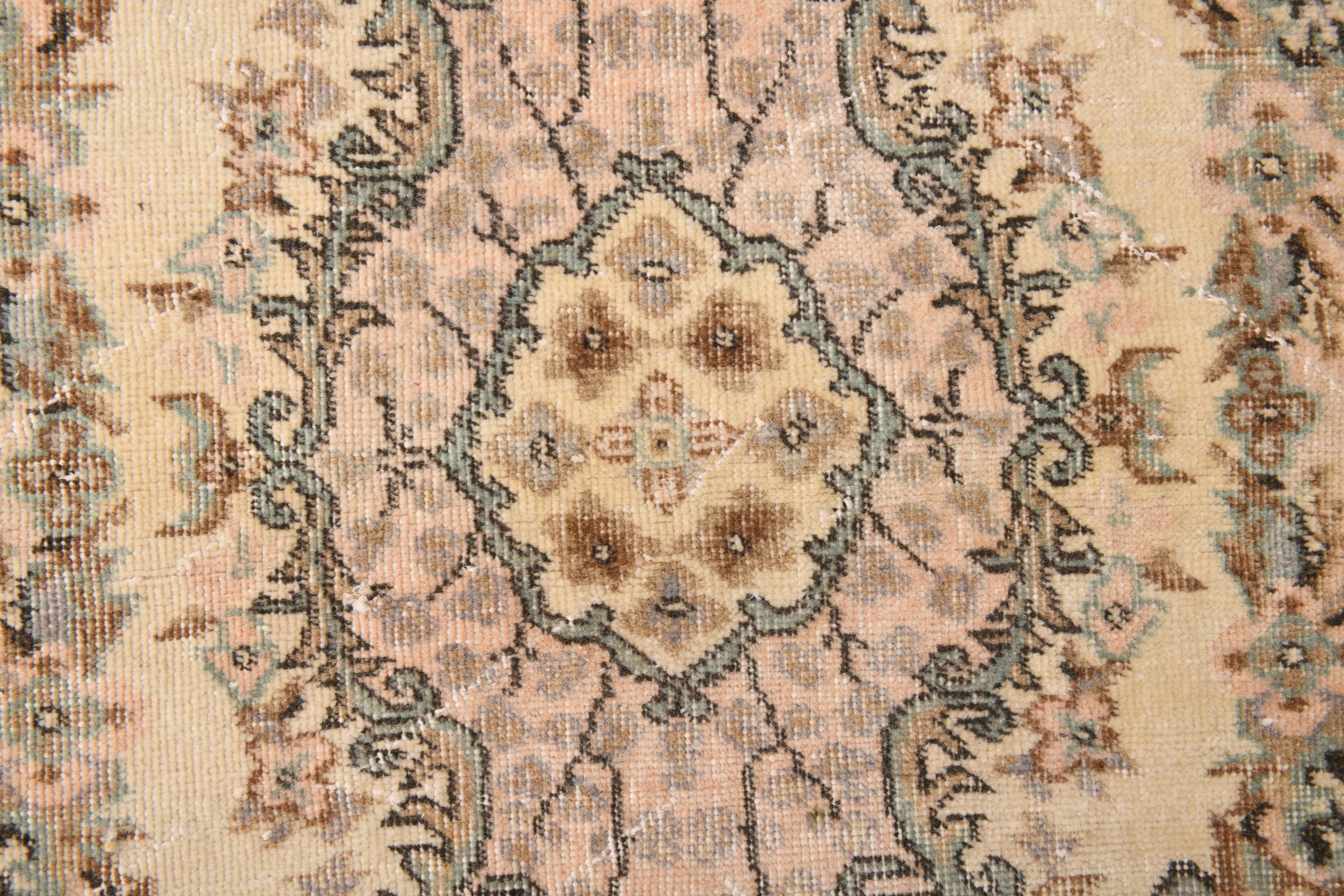 3x7 Cream & Brown Oriental Vintage Rug, 108x207Cm