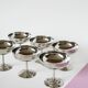 Set of 6 stainless steel bowls with fine feet, Design, 1970