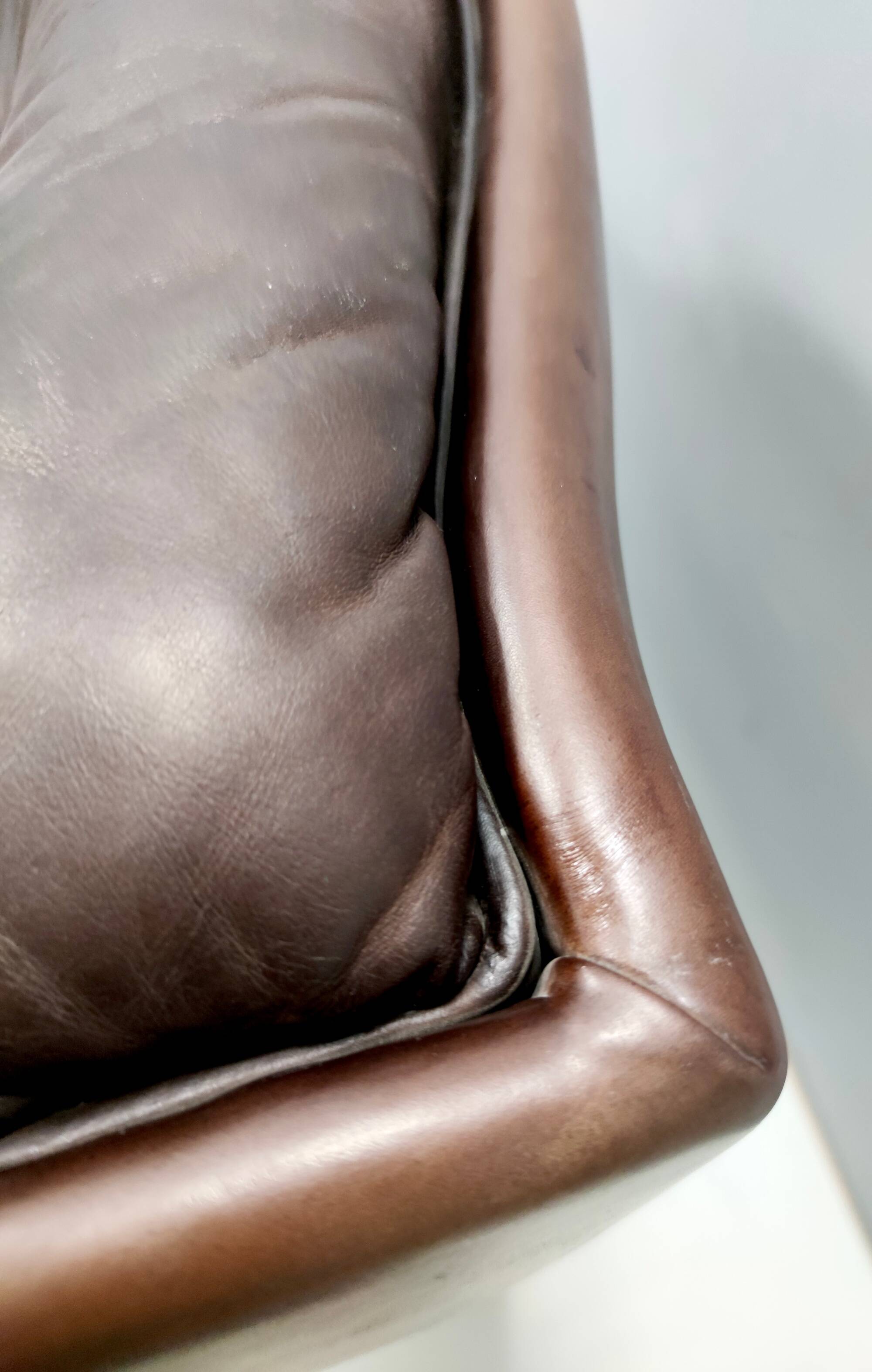 Comfortable Postmodern Brown Leather Armchair, Italy