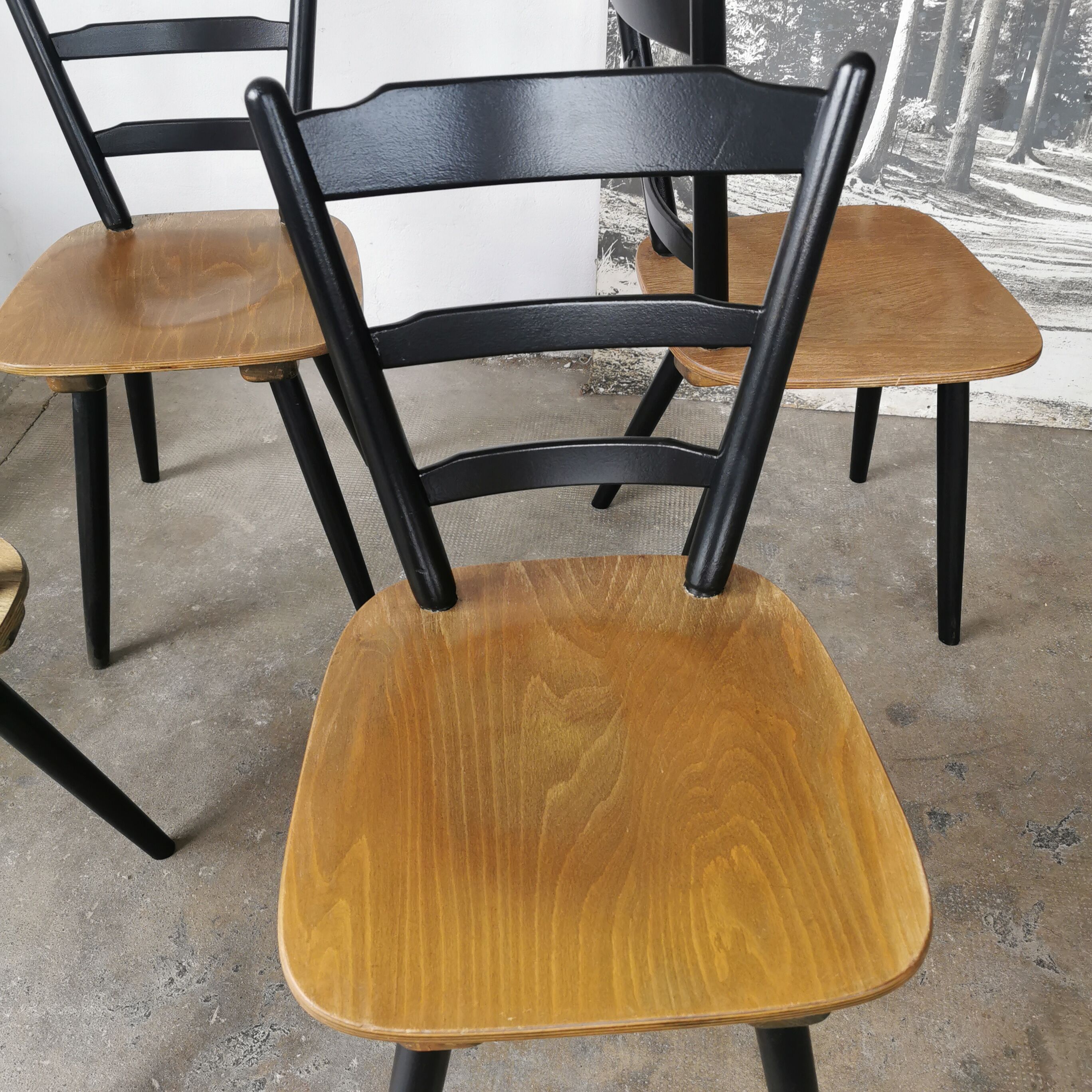 Set of 6 Scandinavian style bar chairs 1960/70
