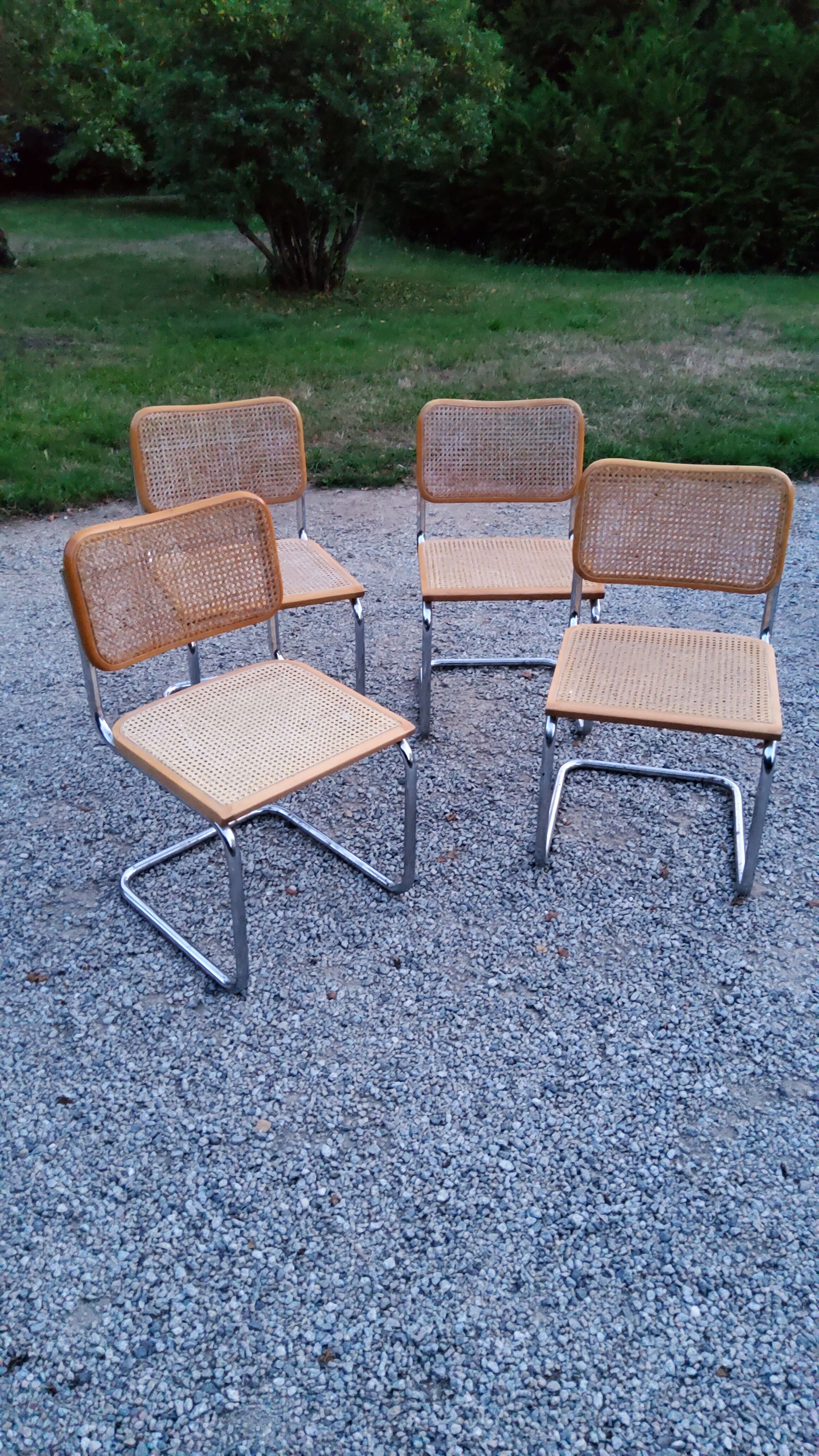 Set of 4 chairs cesca B32 Marcel Breuer Italian edition 1970