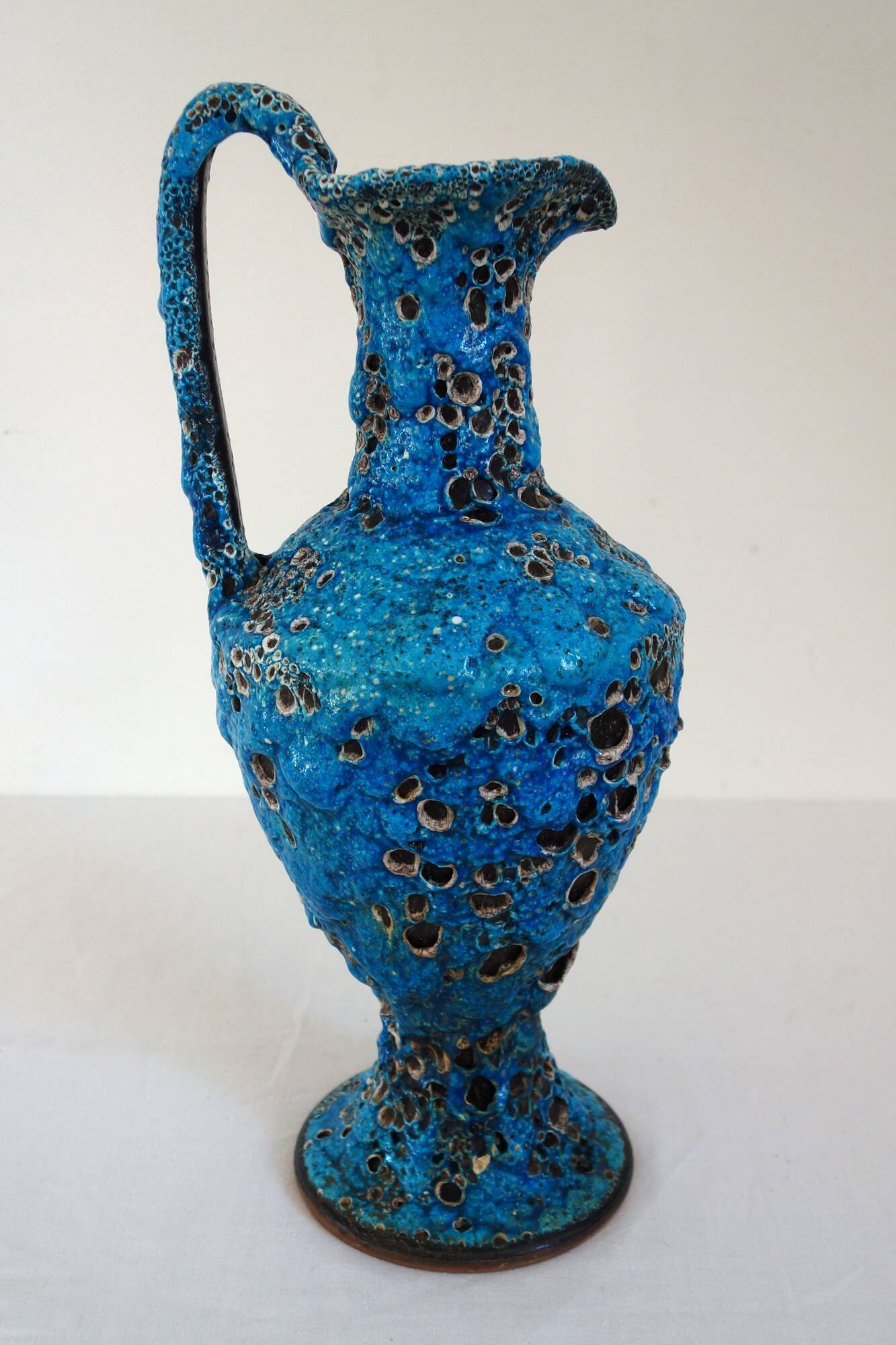 Large Fat Lava enamel vase by Charles Cart, Sea Foam, 1960