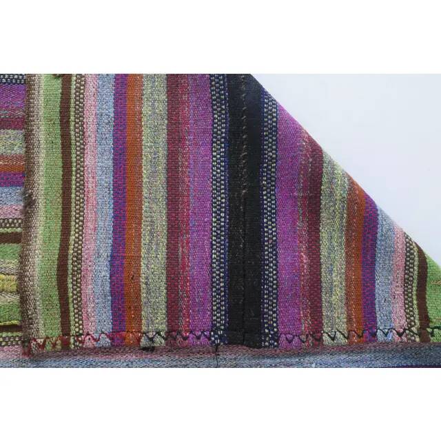 Vintage Turkish Hand-Knotted Wool Cotton Purple Kilim Area Rug 148x205