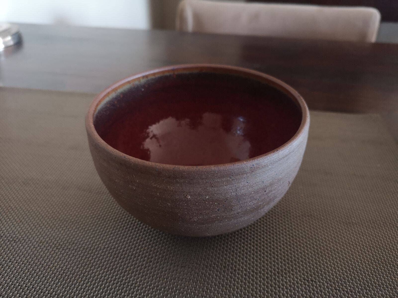 Chamotte terracotta bowl - Enamelled interior