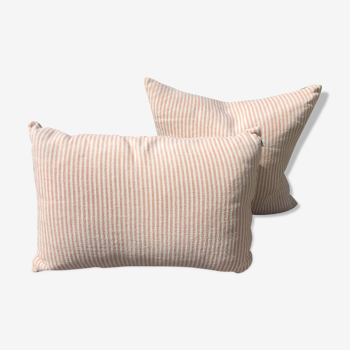 2 cushions stripes pink