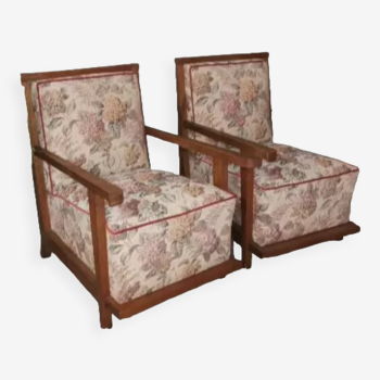 Pair of bohemian art deco armchairs from the 50s