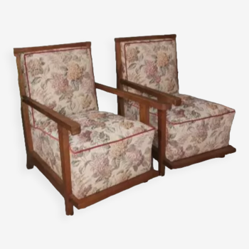 Paire de fauteuils bohème art déco années 50