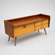 Vintage low sideboard hallway cabinet with flap and 2 drawers