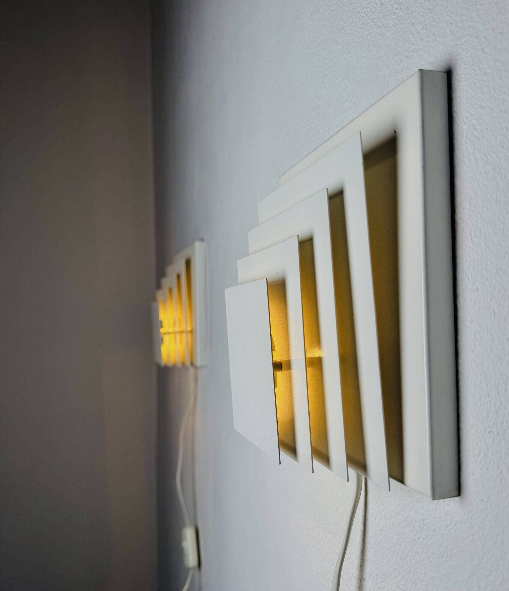 Geometric Square Layered Wall Lamps By Unknown Designer, The Netherlands 1960S