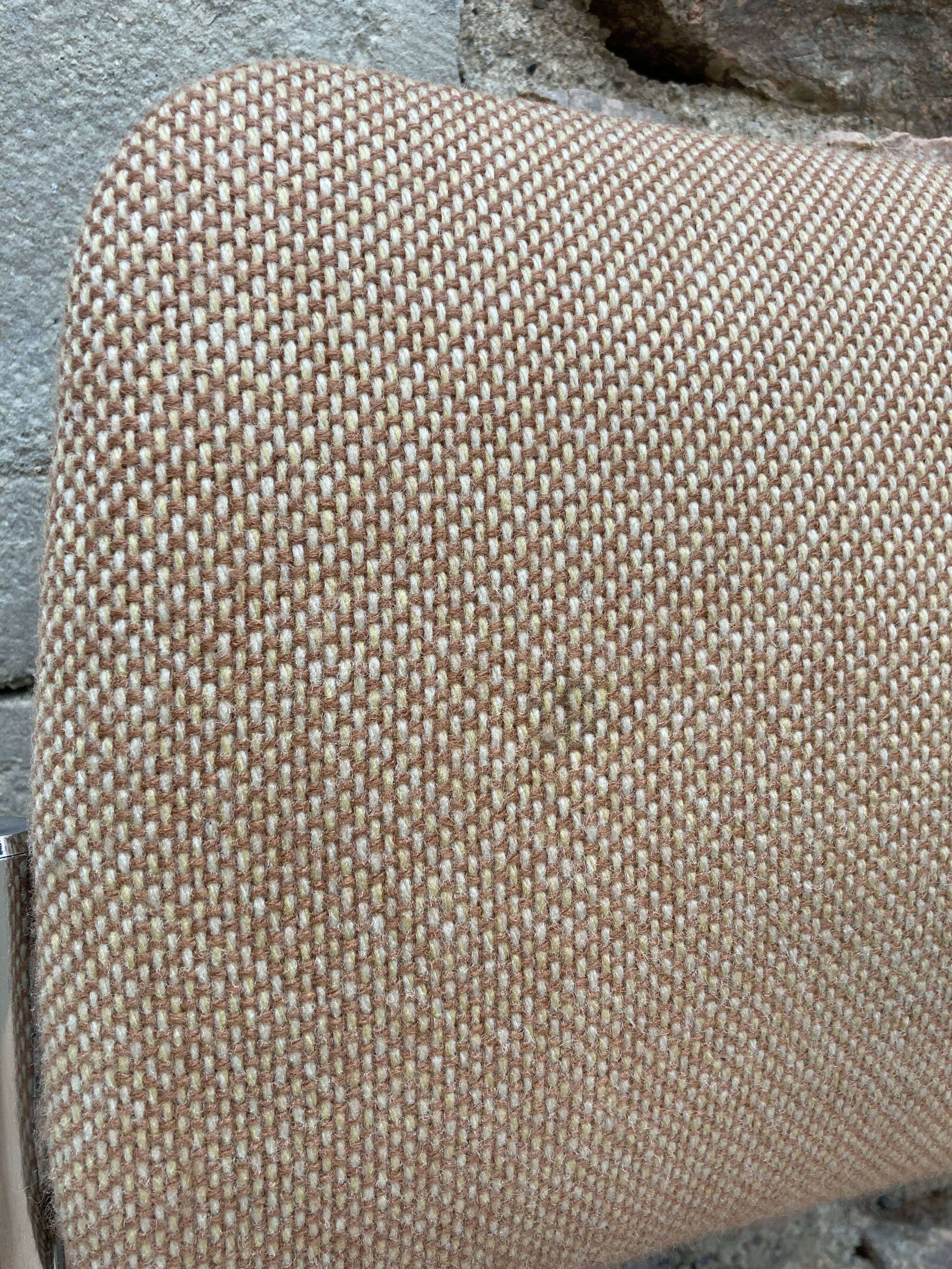 Office chair sled chrome and tweed