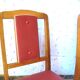 Set of 5 wooden chairs and red skaï
