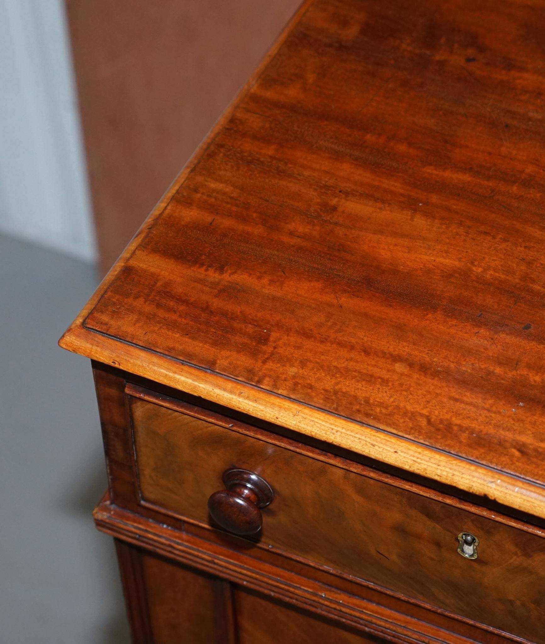 Paire de Grands Cabinets Latéraux William IV 1830 en Bois Massif Flammé avec Tiroirs