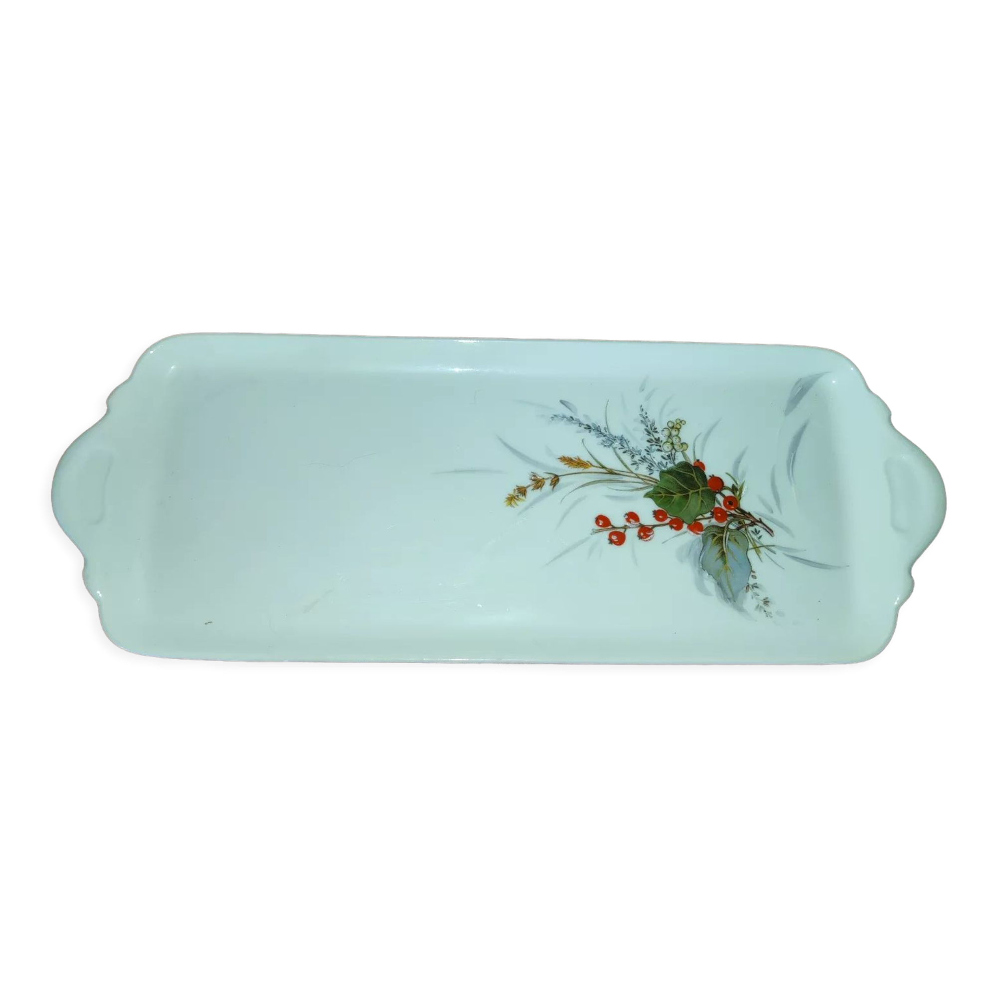 Glazed porcelain cake dish from Limoges Ternet