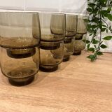 8 Luminarc smoked glass water glasses