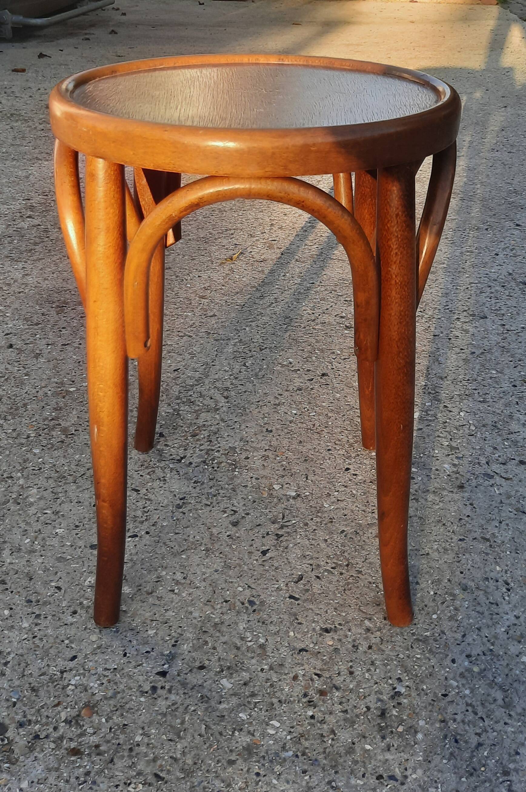 Thonet-style curved wooden stool