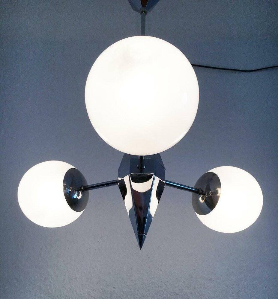 Art Deco Metal and Glass Chandelier