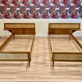Paire de lits rotin design 1950