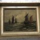 Oil on panel MARINE early 20th century, sailing boat, fishing boat, signed