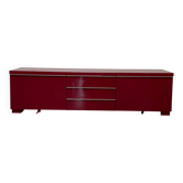 Buffet bas IKEA semi-vintage laqué rouge brillant avec tiroirs