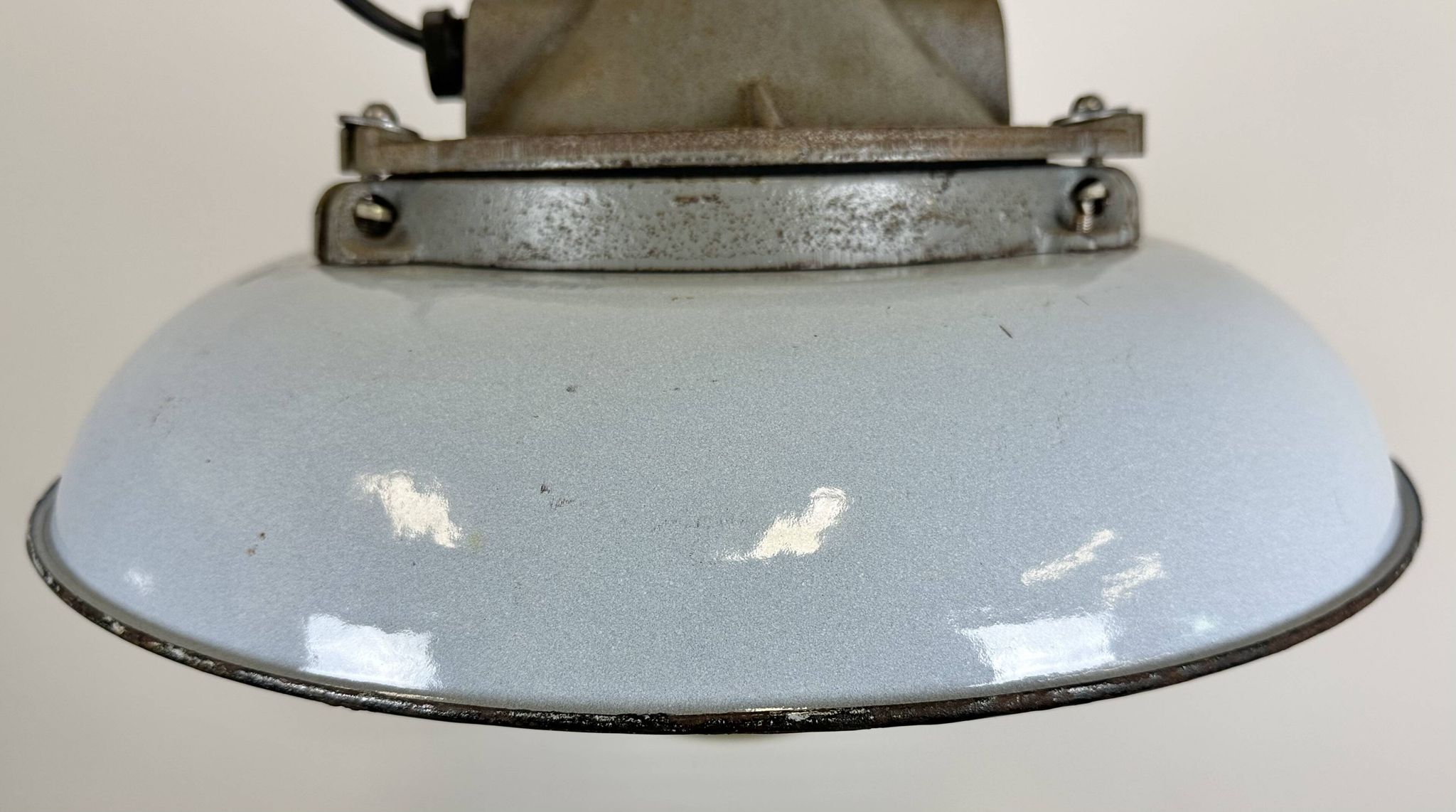 Industrial Blue Enamel Factory Pendant Lamp in Cast Iron from Zaos, 1960s
