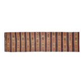 Tapis couloir vintage turc Oushak fait main en laine et coton orange 97x367 cm des années 1970