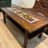 Coffee table in wood and ceramic tiles, Vallauris style