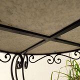 Marble and wrought iron coffee table