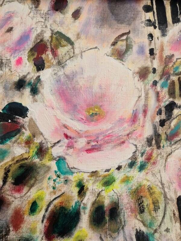 Gabriel Deschamps (1919-2011) Oil on canvas - The rose - 1960