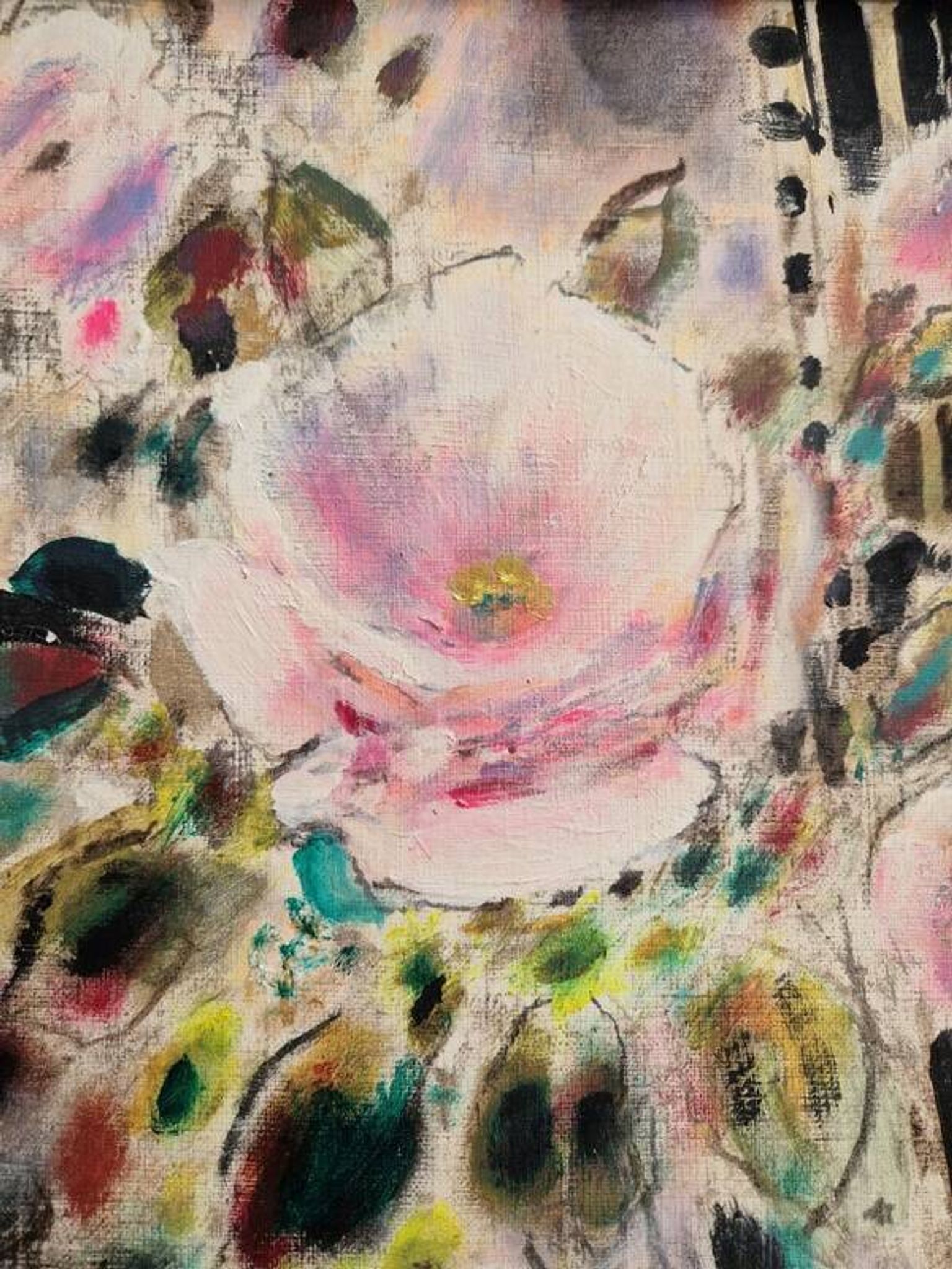 Gabriel Deschamps (1919-2011) Oil on canvas - The rose - 1960