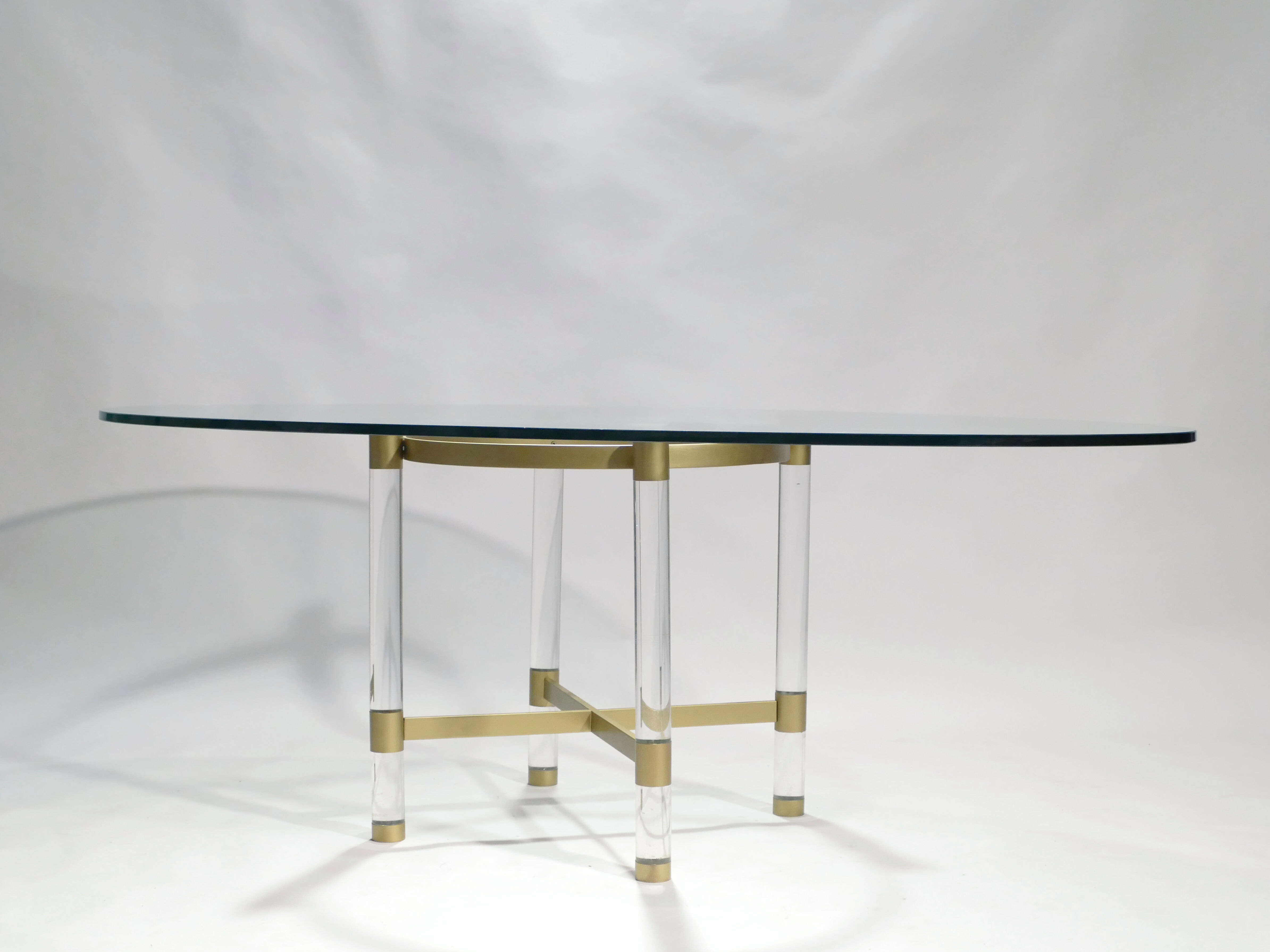 Plexi table Sandro Petti for Metalarte 1970 in brass