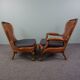 Unique antique set of 2 sheepskin leather armchairs