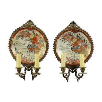 Pair of porcelain sconces from The Meiji period