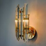 VENINI WALL LIGHT, TRIEDRI GLASS, MURANO, ITALY 1970