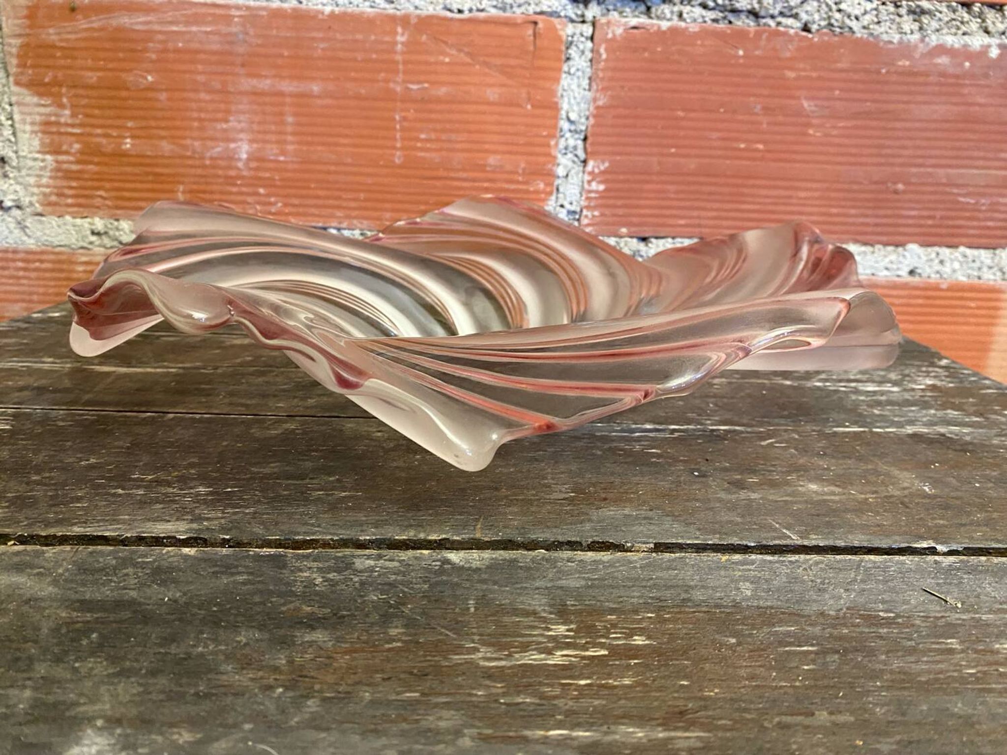 Vintage Art Nouveau Moulded Glass Cup Old Wave