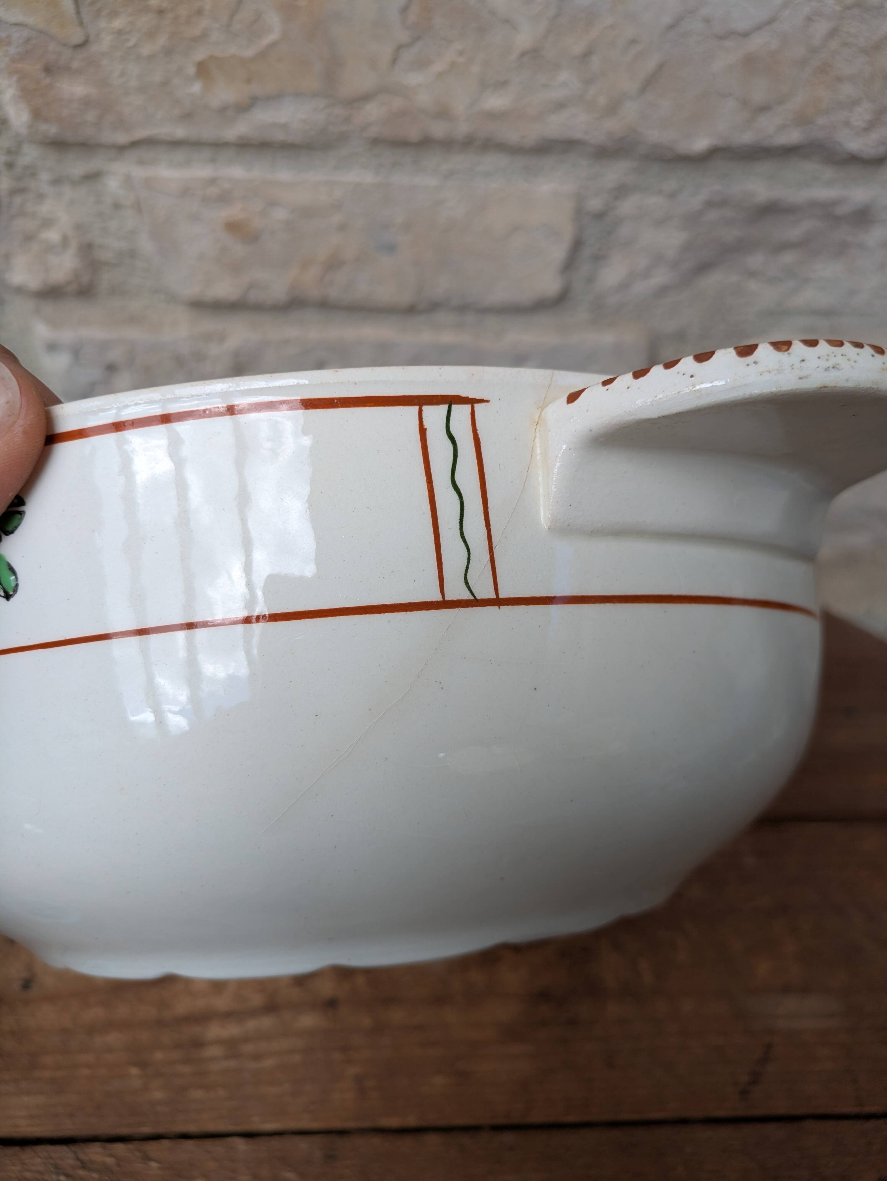 Soup tureen with lid in Salins ironstone model Nénuphar 25.5cm