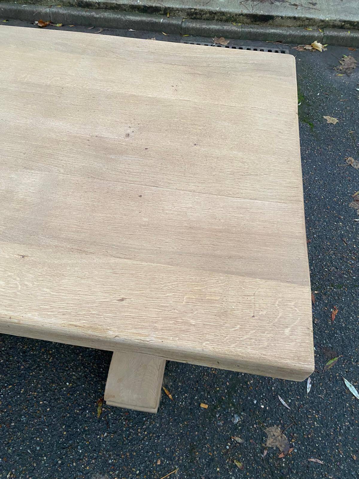 Restored 19th century solid oak monastery dining table, 215cm