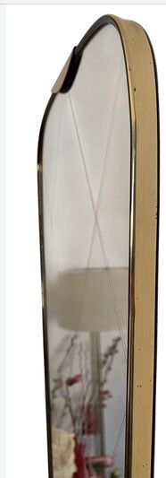 Miroir Art Déco en laiton de forme libre 78 cm