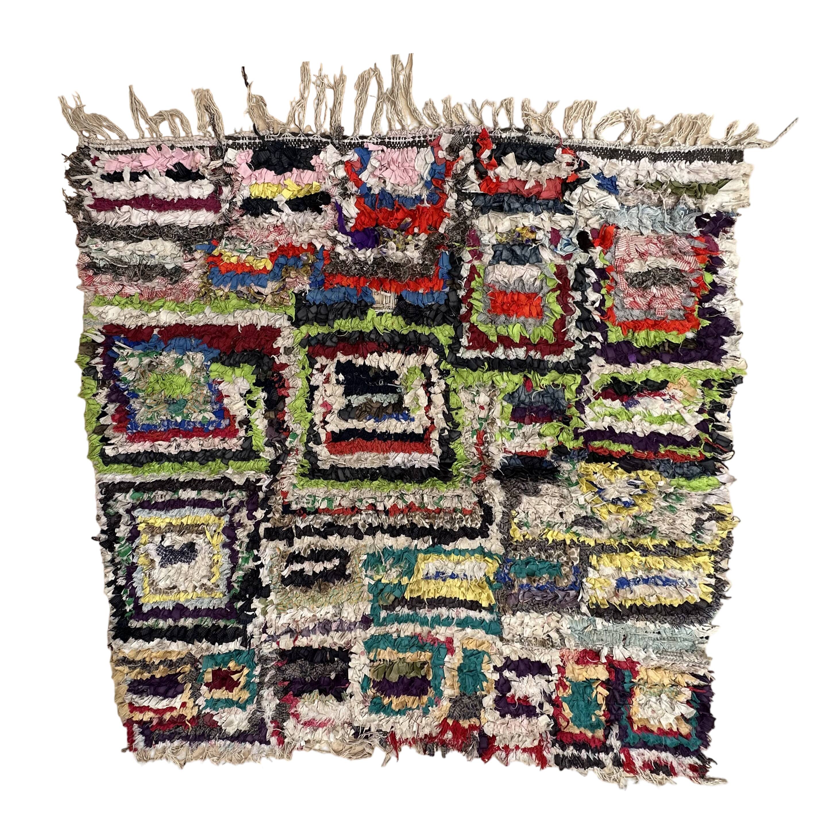 Colorful Boucherouite Berber rug - 153 x 157 cm