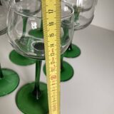 Lot 6 verre pied vert vintage