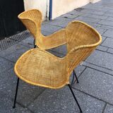 Pair of wicker armchairs, 1950s