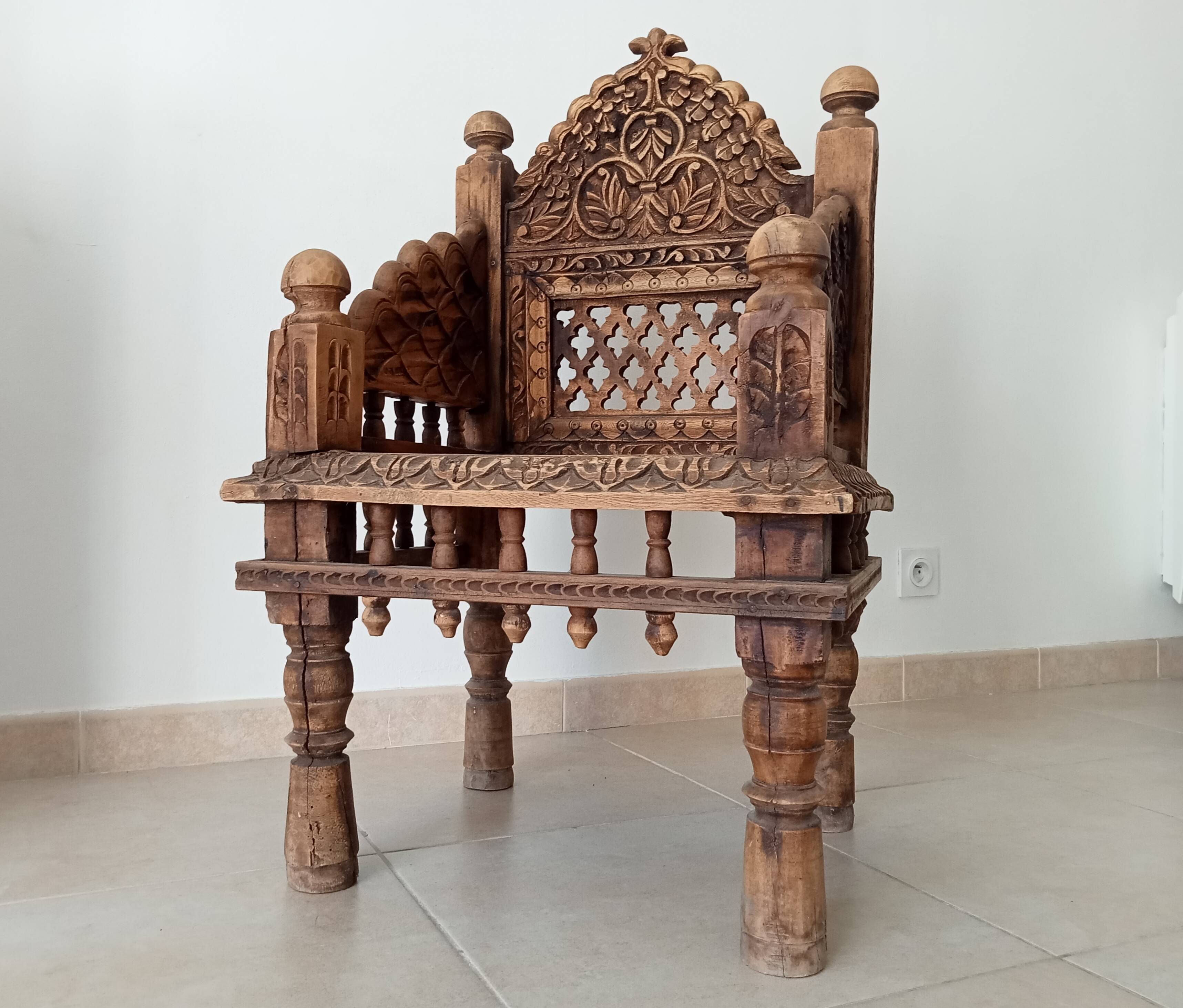 Fauteuil ancien Pidha Num2 Radjastan XIXeme en Palissandre massif