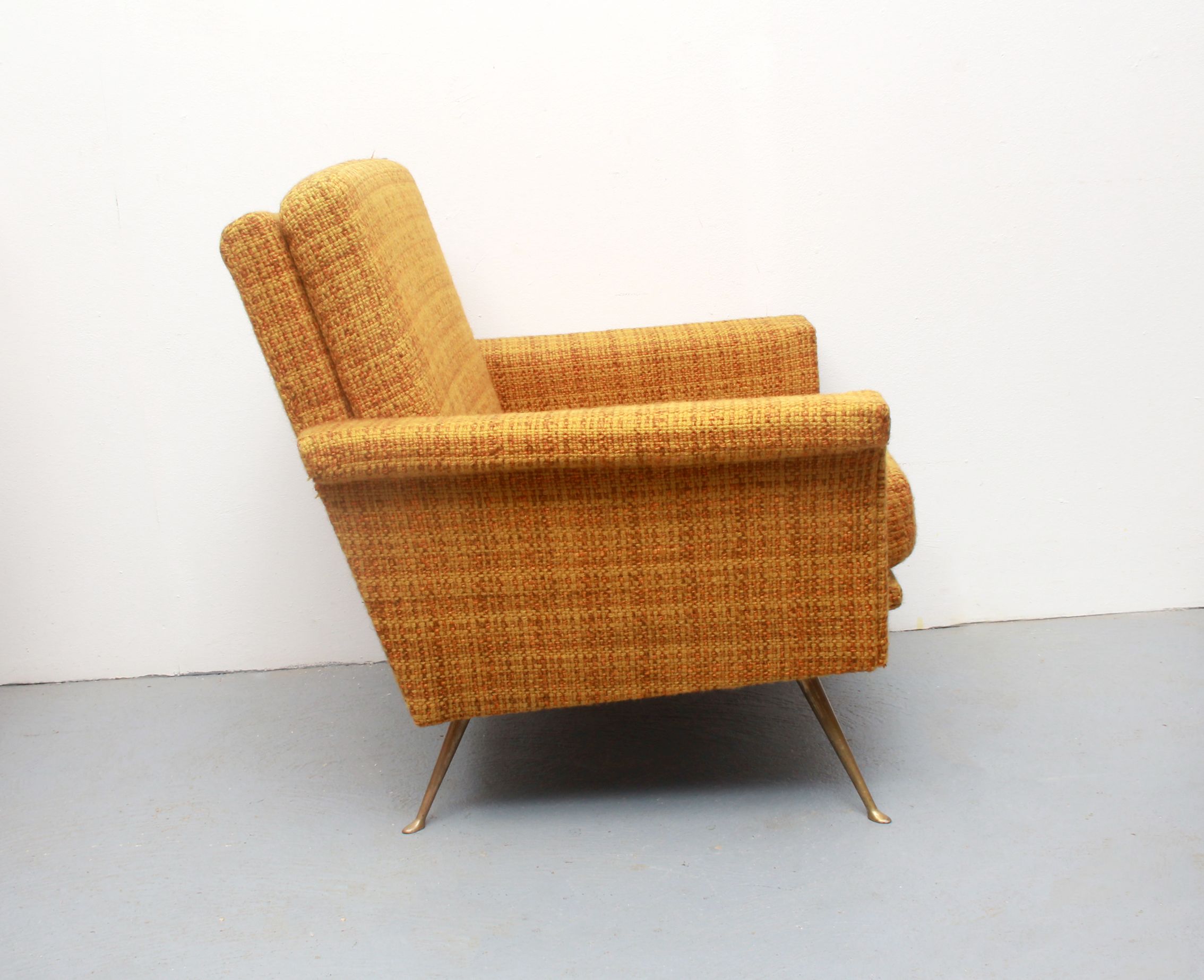 1950s chair in corn yellow , legs in brass