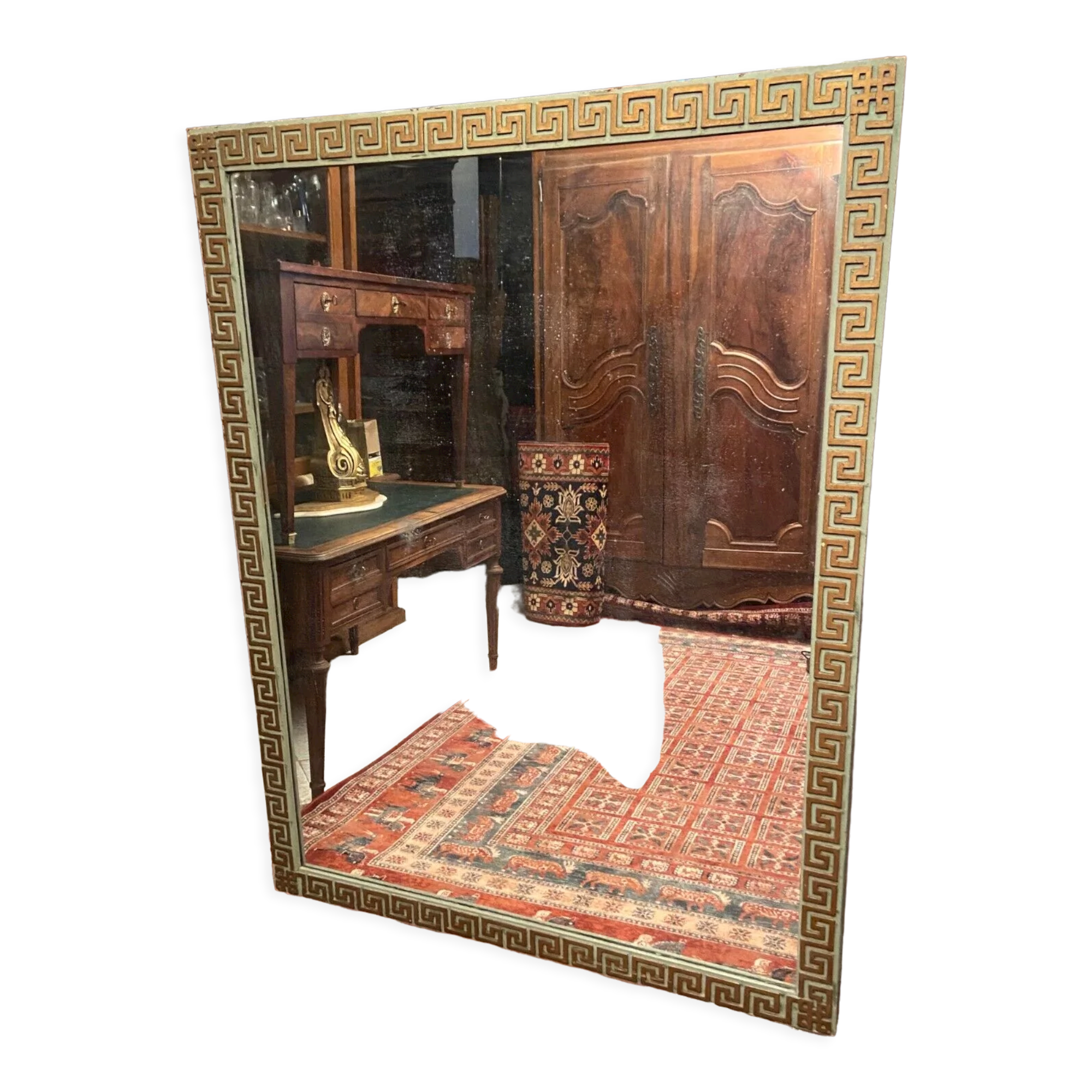 Woodwork mirror fireplace glass Greek frieze decor early 19th Empire 167 x 128.7 cm