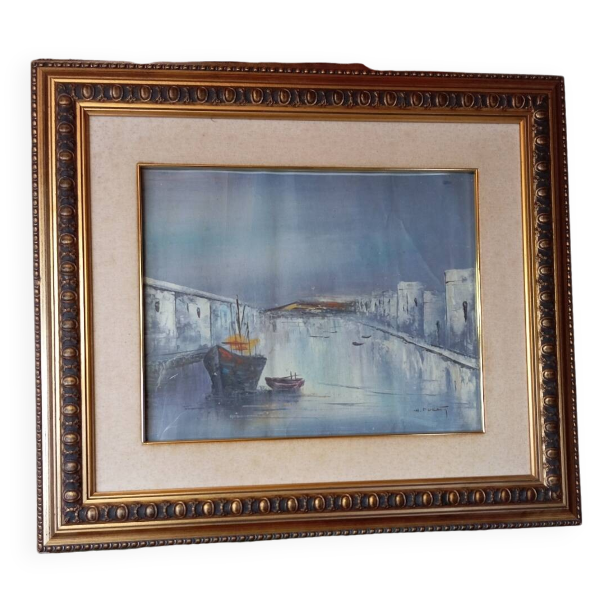 Marine painting under glass