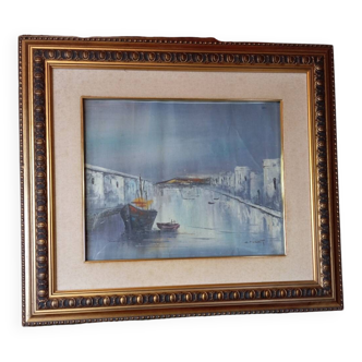 Marine painting under glass