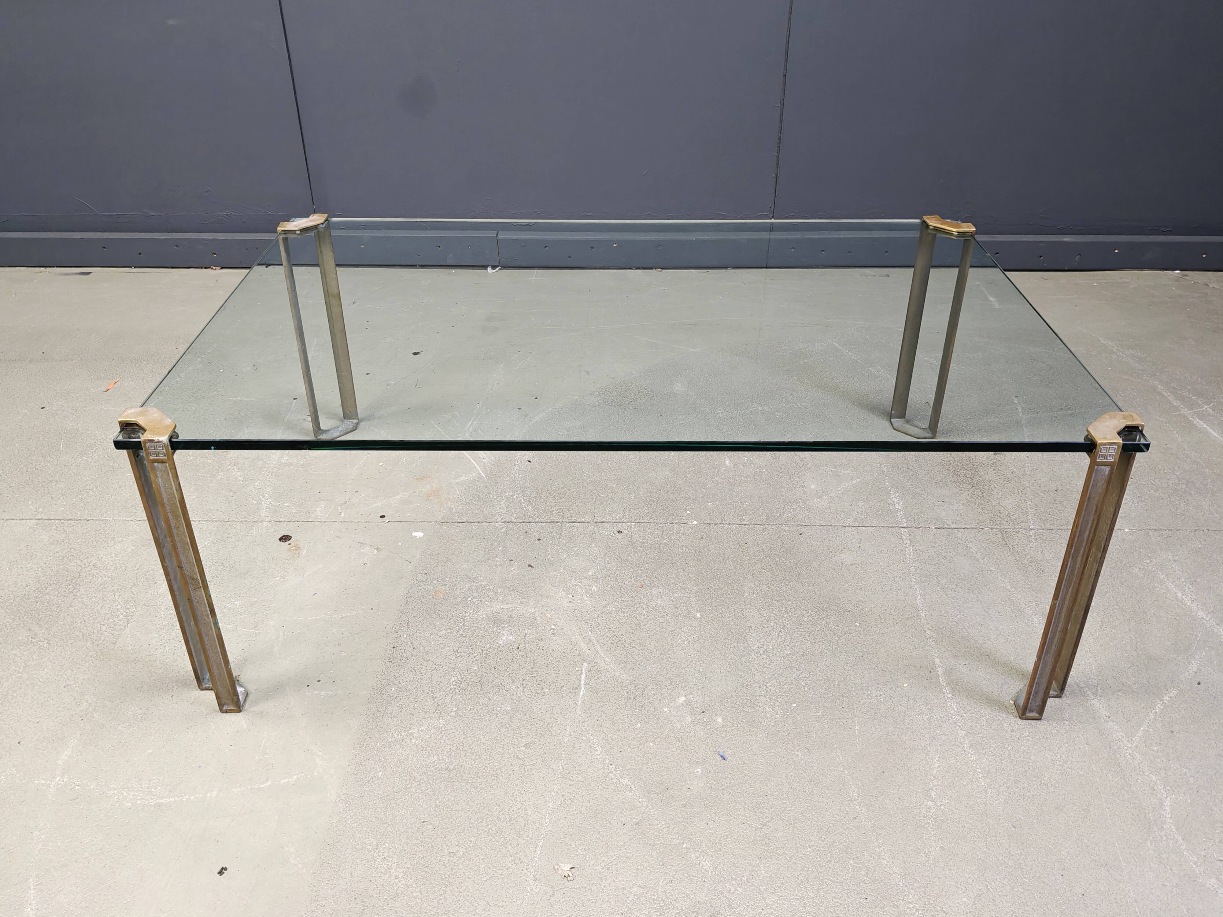 Peter Ghyczy T24 Pioneer Glass and Cast Brass rectangular Coffee