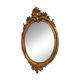 Miroir ancien ovale en bois doré à la feuille d'or – glace biseautée –