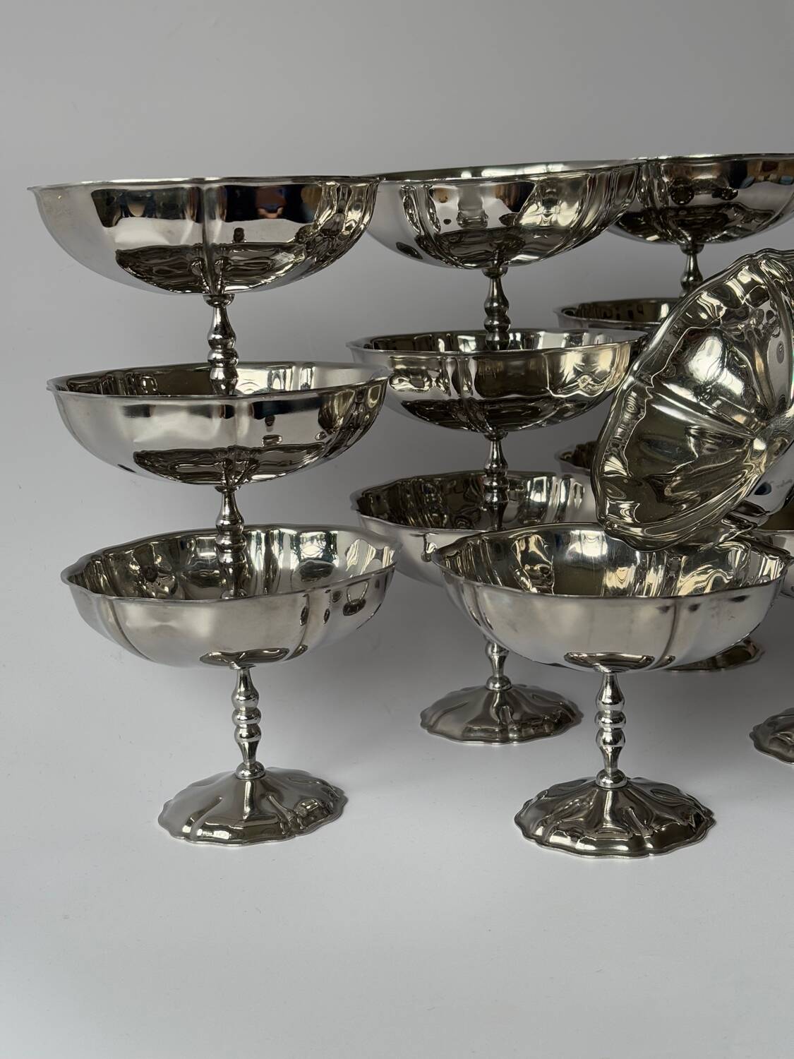 Vintage stainless steel ice cream cups