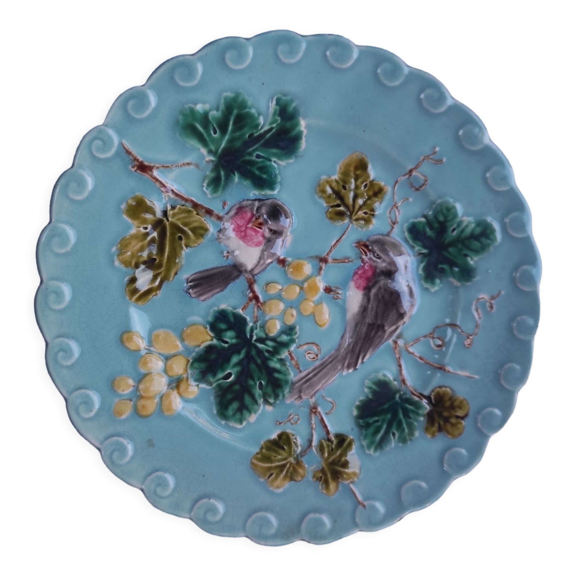 Slip plate Majolica Sarreguemines