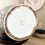 Chinese enamelled earthenware jar with wooden base
